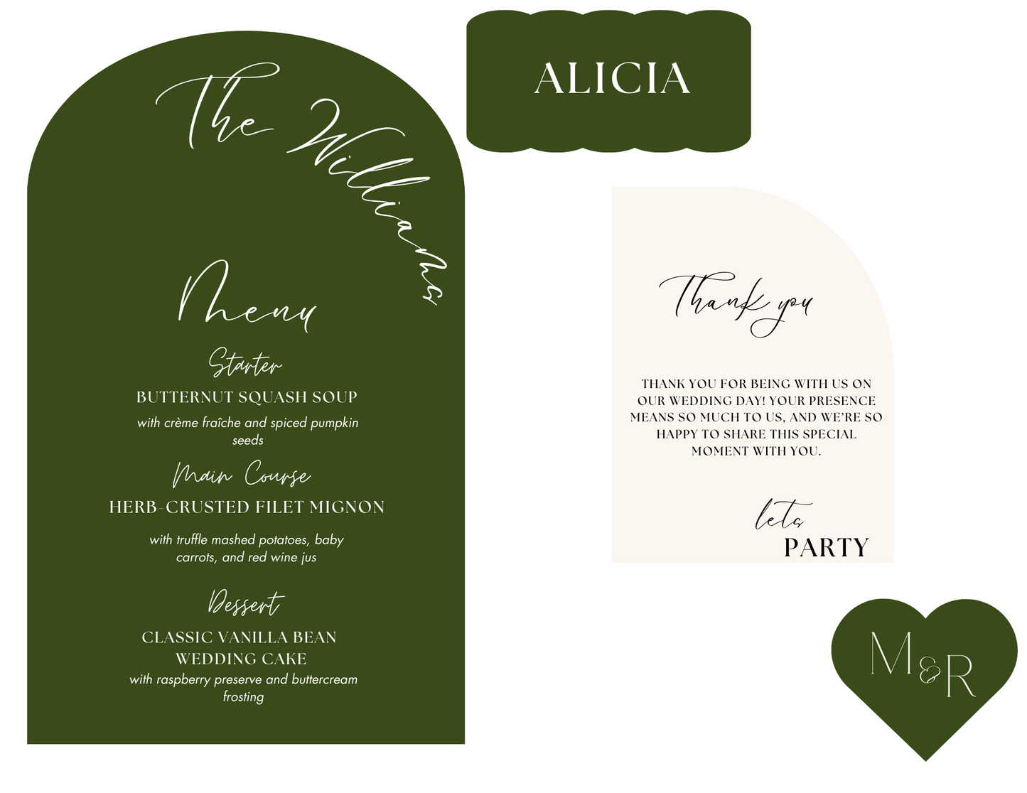 Bundle “The Wave” | Custom Menu + Thank You Note + Place Card + Drink Tag + FREE SHIPPING
