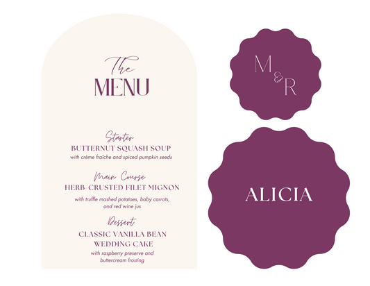 Bundle “The Star” | Custom Menu + Place Card + Drink Tag + FREE SHIPPING
